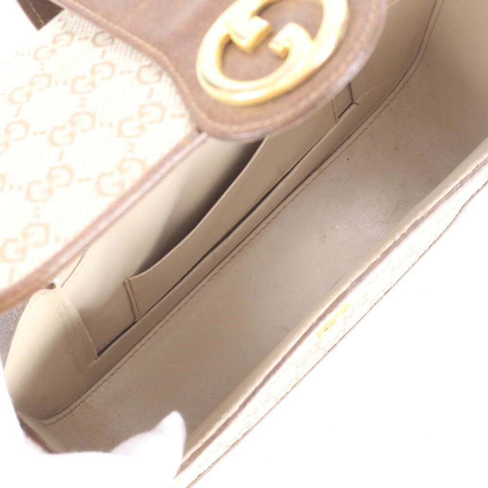 Vintage Old Gucci GG Canvas Leather Handbag Tote Bag - Beige Brown Women's - Picture 7 of 10